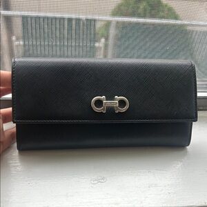 Salvatore Ferragamo Black Leather Wallet